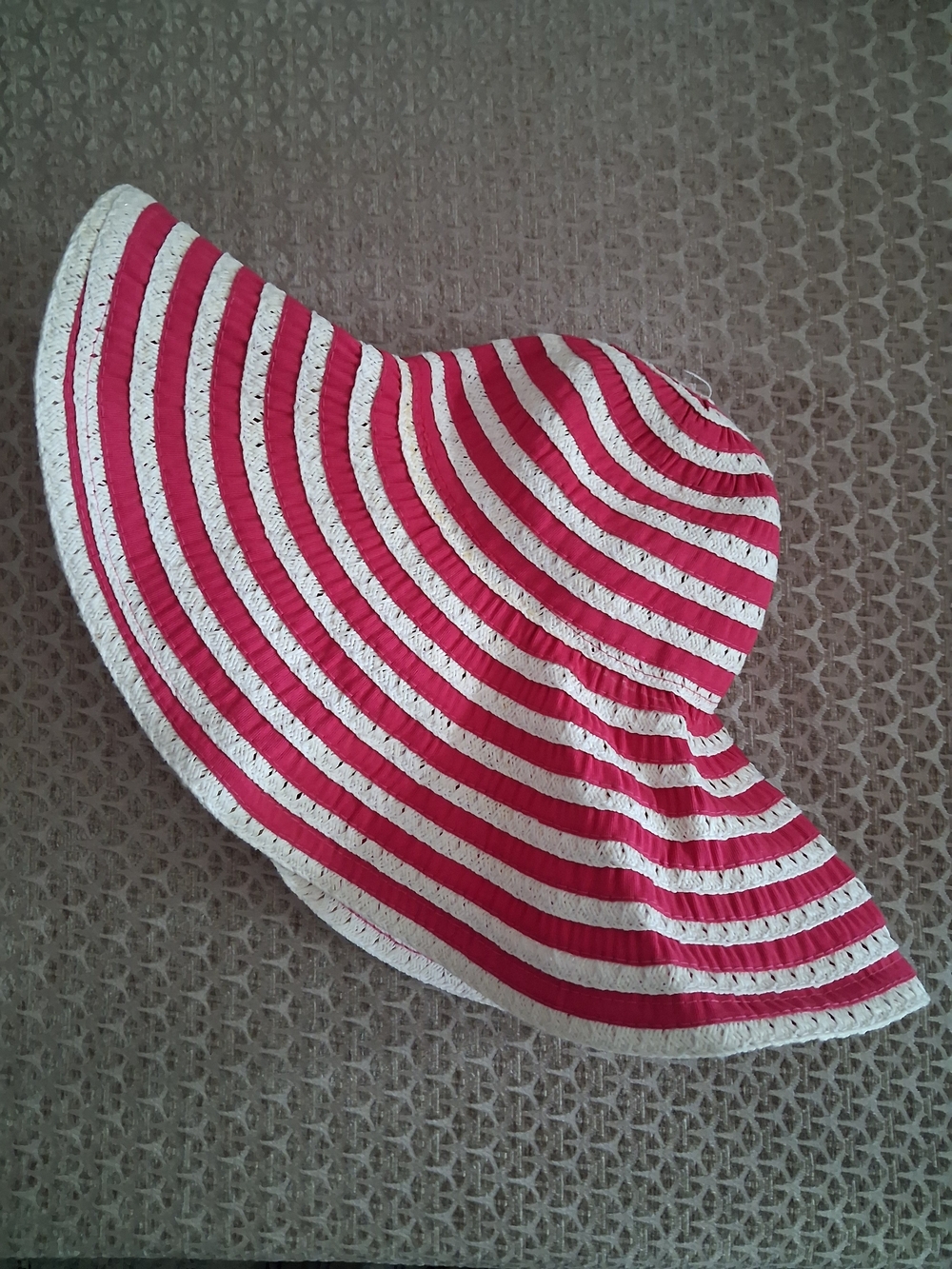 Cattani Hat Women Wide-Brim Sun Hat in Pink & White Stripes